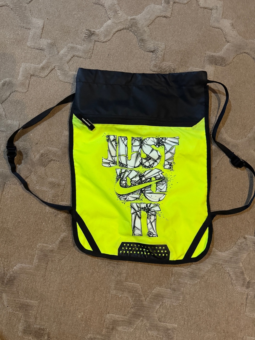Nike “Just Do It” Neon Yellow Drawstring Bag